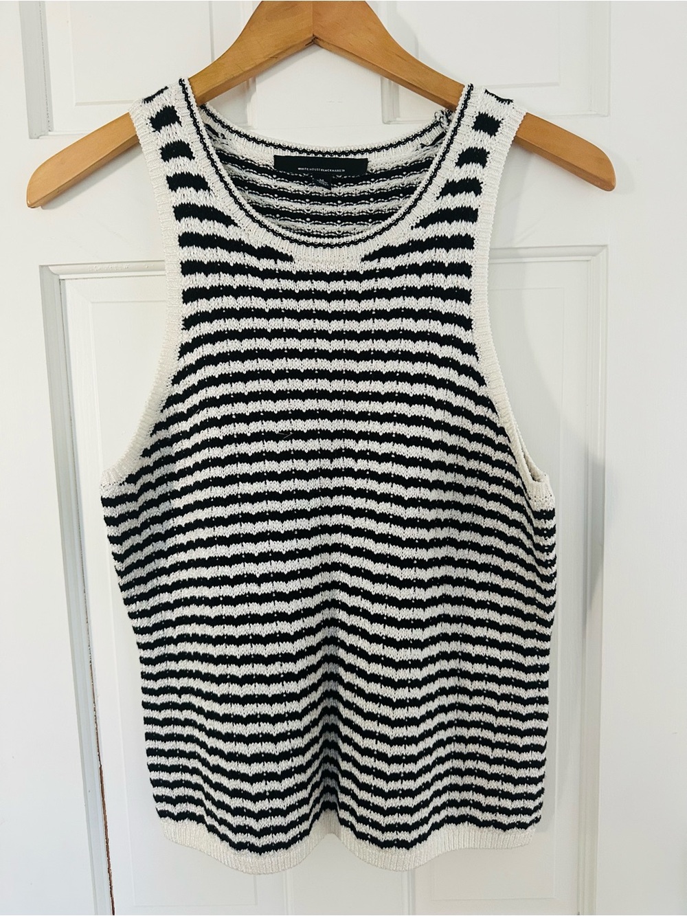 White House Black Market Black and White Striped Knit Sweater Tank